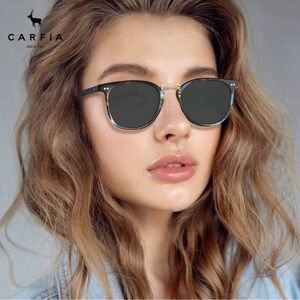 ✨ Carfia Polarized Sunglasses – Unisex – Tortoise / Blue Accents